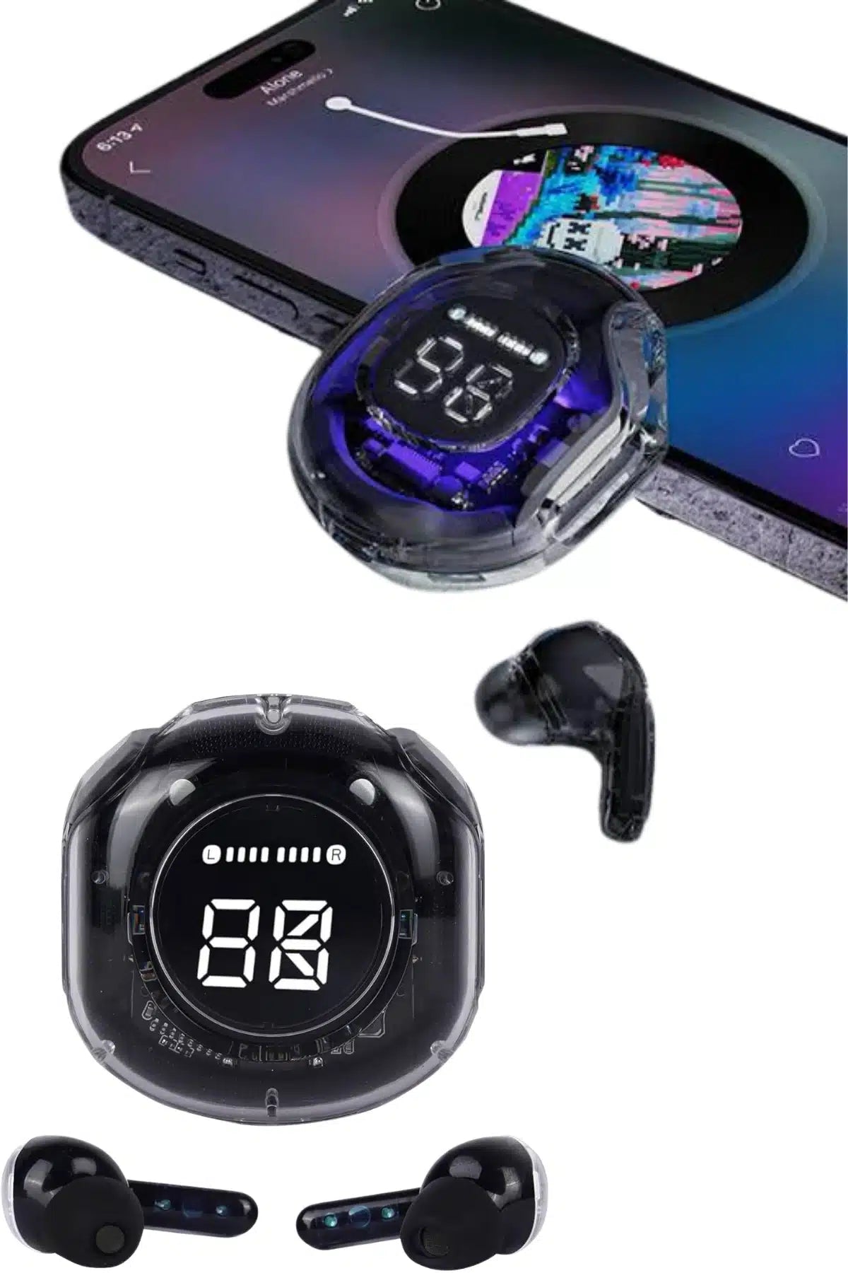 ULTRAPODS Bluetooth 5.3 ENC Gürültü Engelleyici Dokunmatik Kablosuz Kulak İçi Kulaklık – LED Ekranlı, Üçlü Mikrofonlu, Ekstra Bass